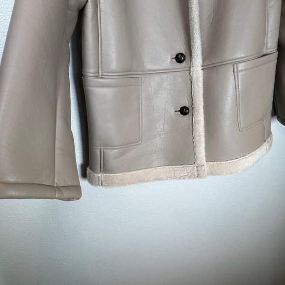 Astr The Label Revolve Francine Faux Leather Shearling Jacket‎ Size Large - Picture 11 of 11